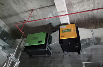 浙江金华·我爱吃烤肉店·8000风量复合式油烟净化设备安装工程